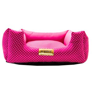 Cama Luppet Quadrada Luxo para Cachorro ou Gato Rosa Poa GG