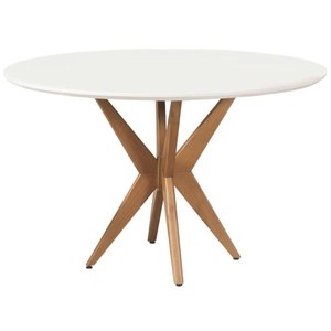 Mesa de Jantar Pandora Tampo Mdf com Vidro Branco e Base Cor Imbuia Mel 110 Cm - 70528