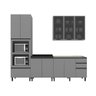 Cozinha Modulada Dandara Completa Com Tampo 6 Peças Cinza - 1