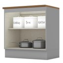 Ver imagem 2 de Balcão 2 Portas 80cm Americana Cinza com Tampo Cooktop Nature - Móveis Henn