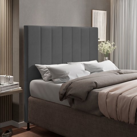 Cabeceira Casal Queen Cama Box 160cm para Quarto Malibu Suede Grafite M11 - D’Rossi