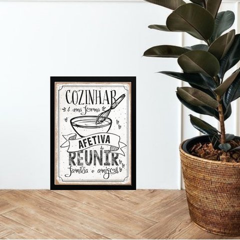 Quadro Decorativo Cozinha Afetiva 45x34cm - com Vidro:madeira Branca