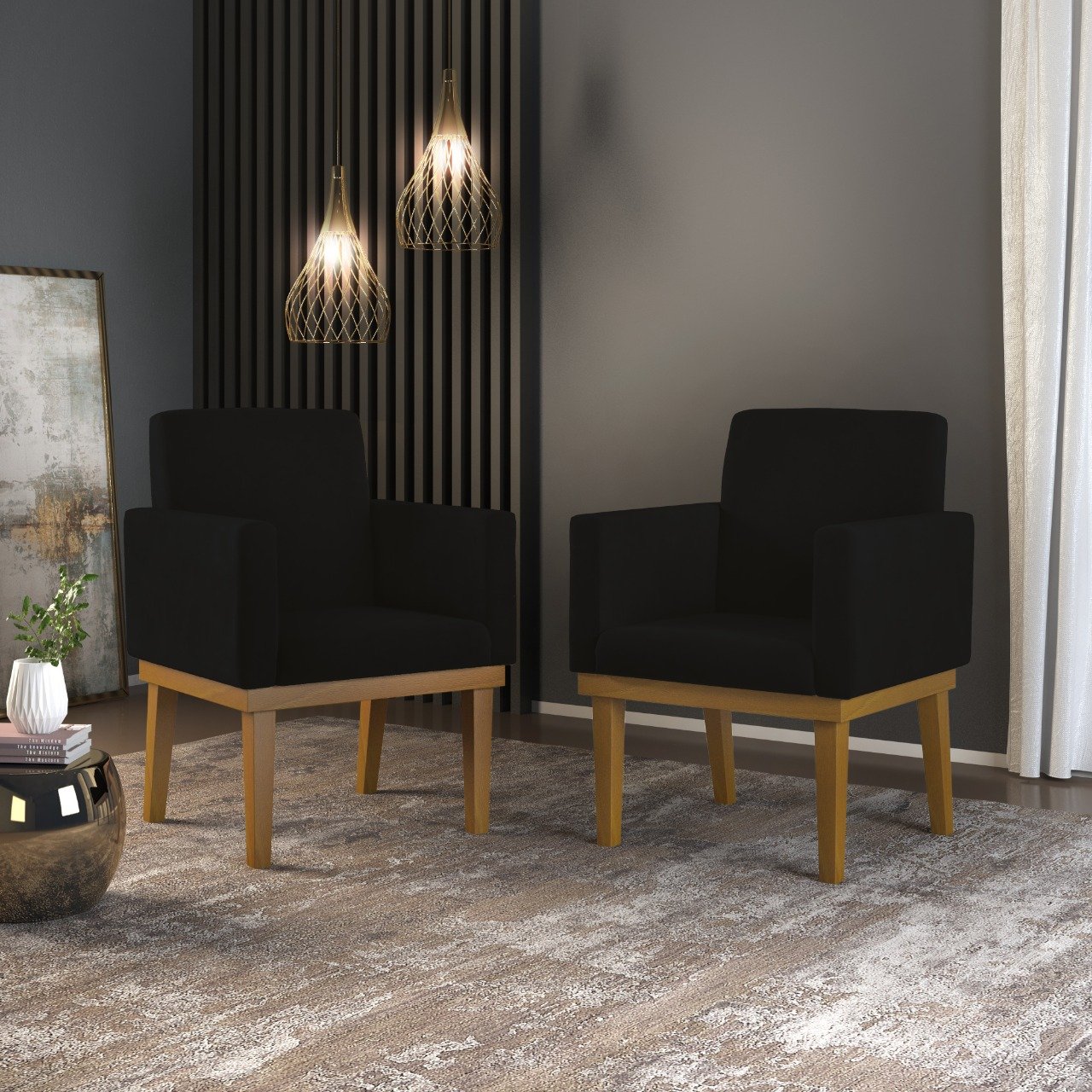 Kit 6 Poltronas Decorativa Reforçada Oferta - Balaqui Decor Cor:Preta - 2