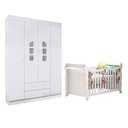 Ver imagem 1 de Berço Americano Lara e Guarda Roupa Infantil Lívia Branco Brilho – Phoenix