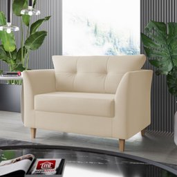 Sofá 2 Lugares Namoradeira Decorativa Sala Recepção Isis Suede Bege - Visalar - 1