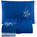 Ver imagem 1 de Jogo de Cama Lençol Casal Bordado Advance 3 Peças - Azul Casa Show Enxovais