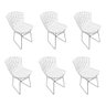 Kit 6 Cadeiras Bertoia Cromada com Assento Sintético Branco Cor Branco - 1