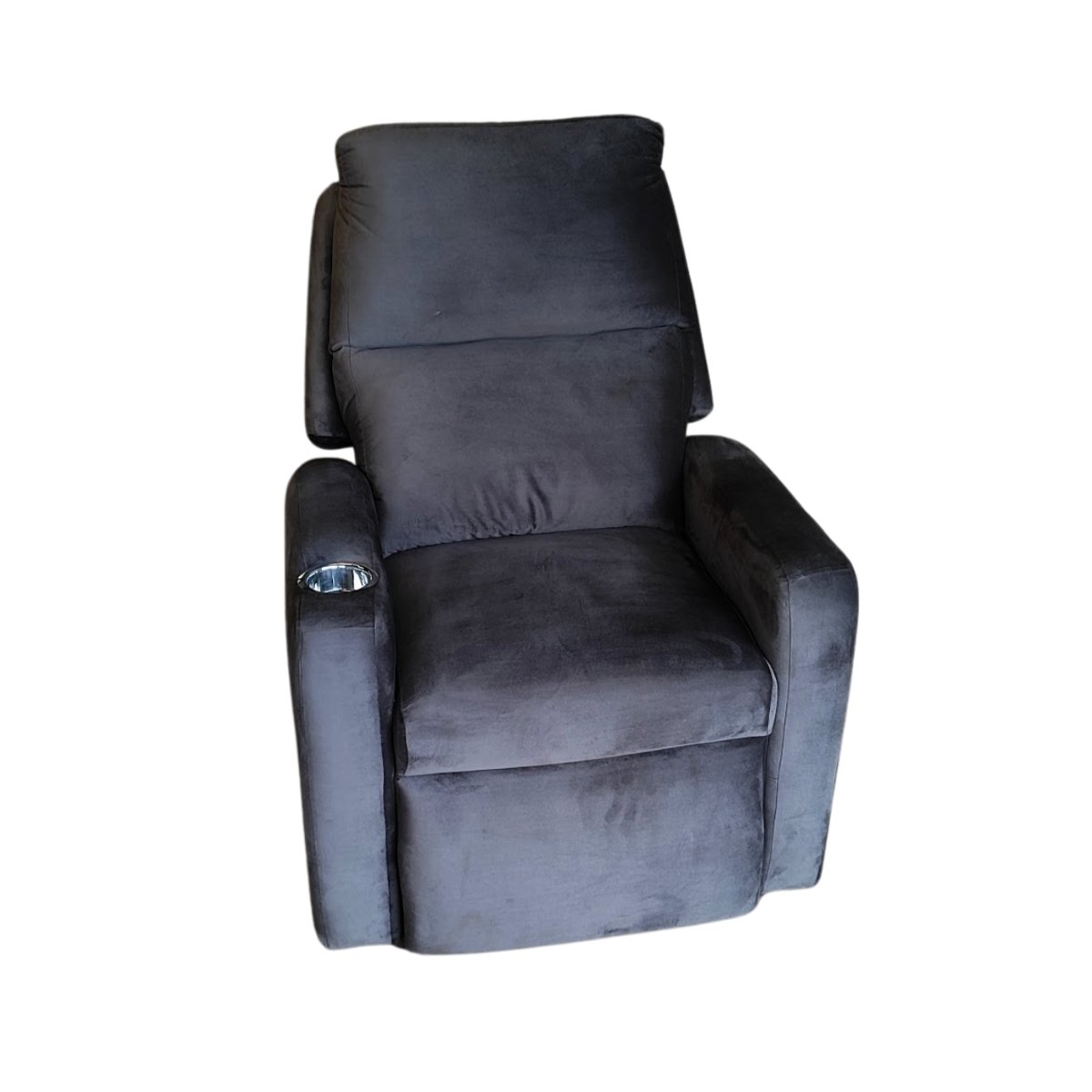 Poltrona Papai com Porta Copo Reclinável Massageador Veludo:chumbo - 4