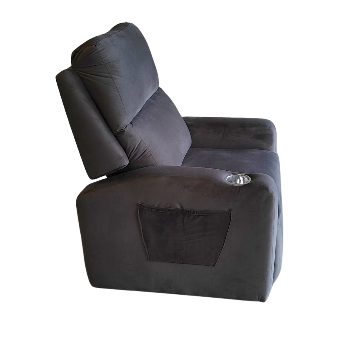 Poltrona Papai com Porta Copo Reclinável Massageador Veludo:chumbo - 6