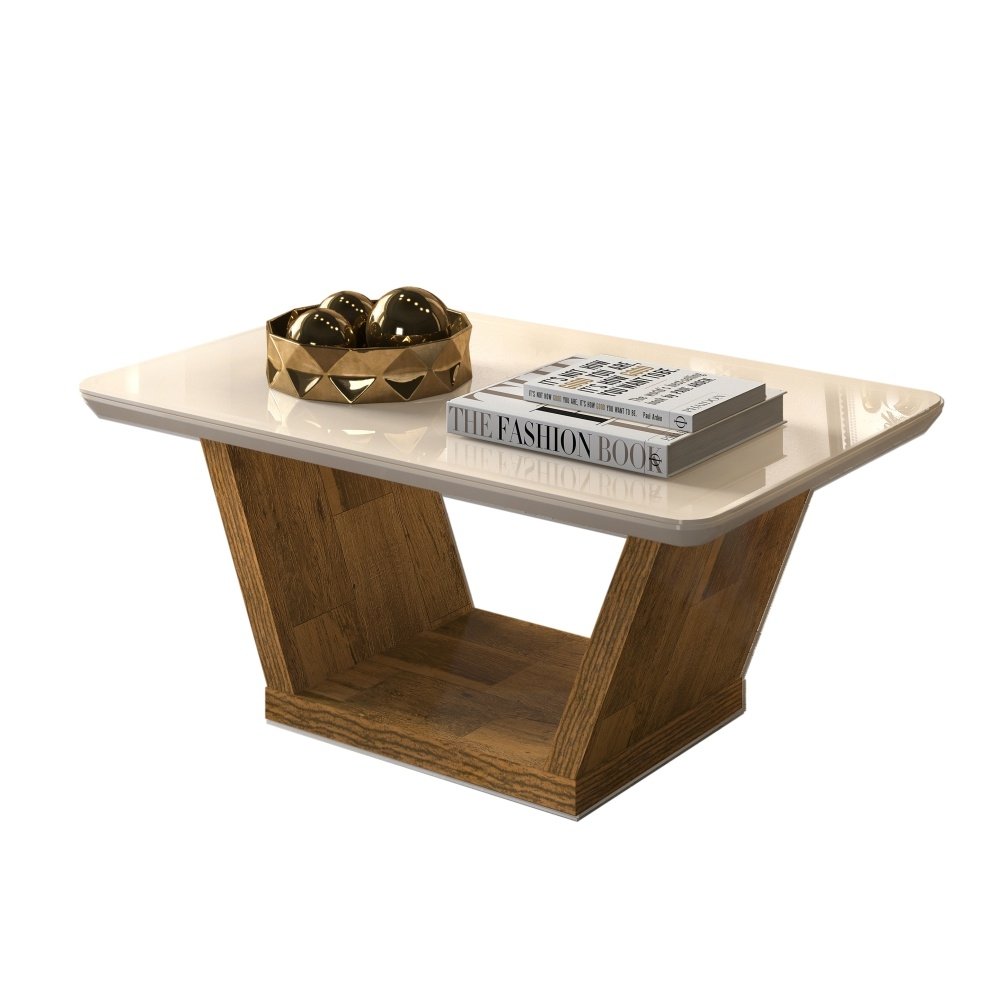 Mesa de Centro Ethan com Tampo de Vidro Amadeirado Creme - 3