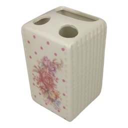 Kit Banheiro Porcelana Flower Porta Sabonete Liquido Porta Escovas e Saboneteira - Wincy - 2