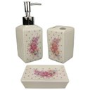 Ver imagem 1 de Kit Banheiro Porcelana Flower Porta Sabonete Liquido Porta Escovas e Saboneteira - Wincy