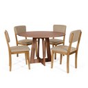 Ver imagem 1 de Mesa de Jantar Redonda Montreal Noronha com 4 Cadeiras Estofadas Ella Bege