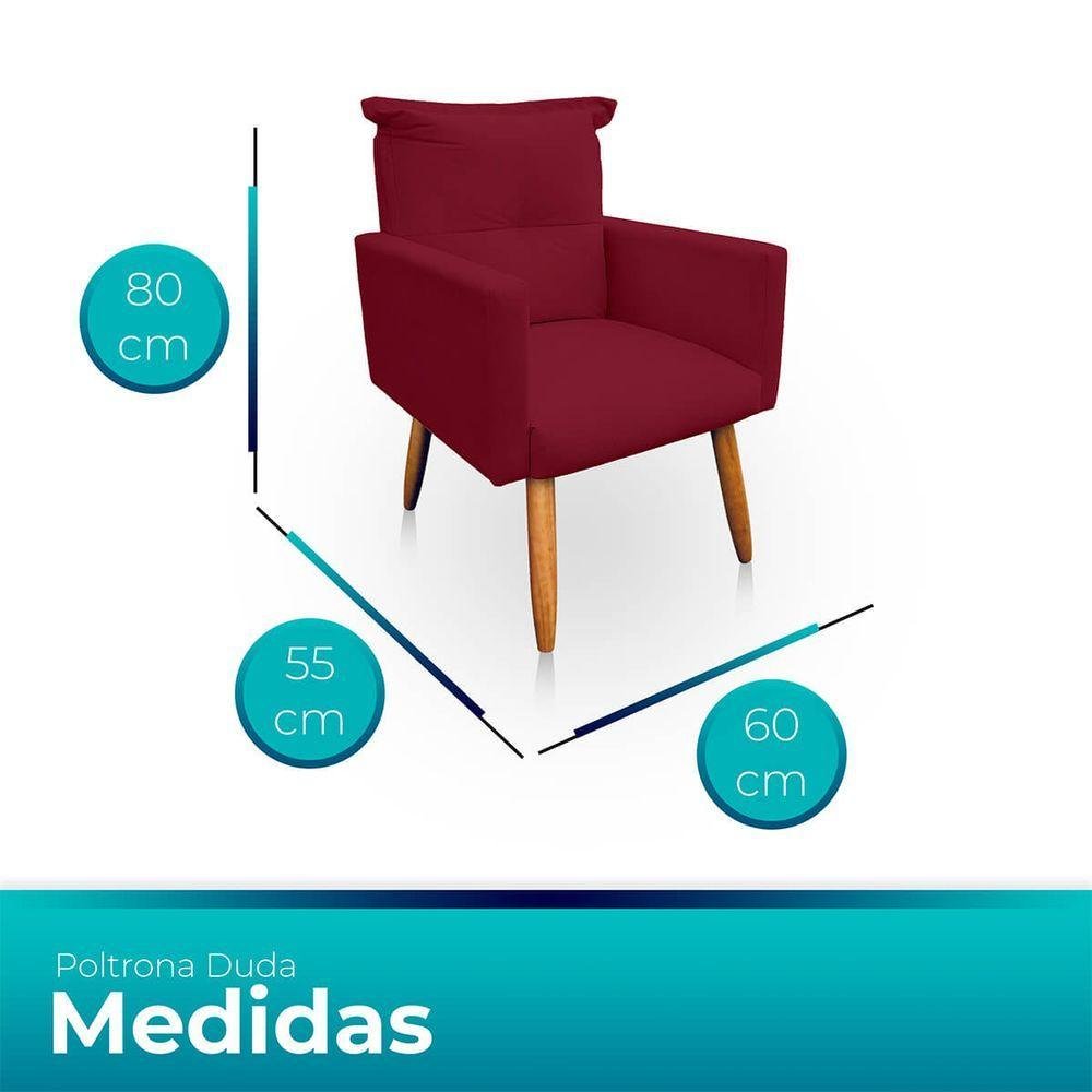 Kit 2 Poltrona Decorativa Duda para Sala e Quarto Suede - Jylcrom Cor Vermelho - 2