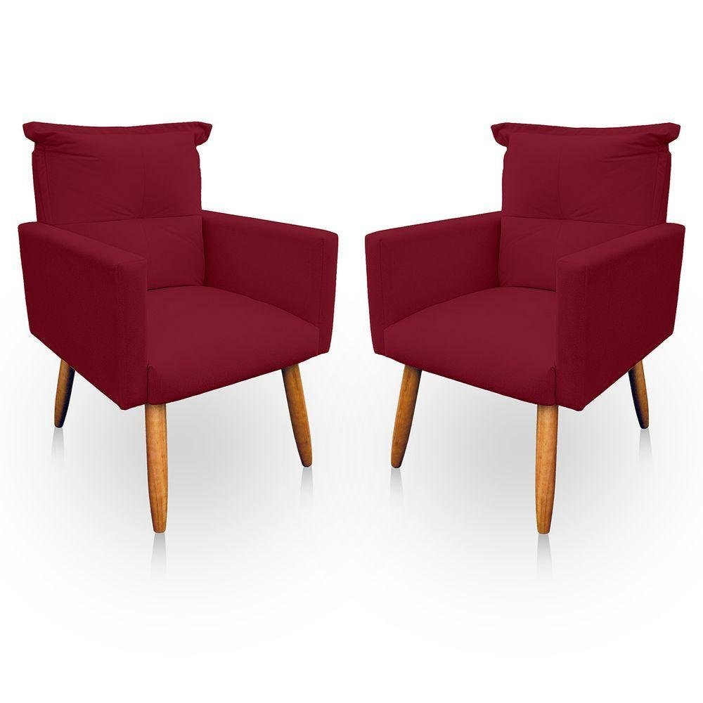 Kit 2 Poltrona Decorativa Duda para Sala e Quarto Suede - Jylcrom Cor Vermelho - 1