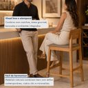 Ver imagem 5 de Kit 2 Banquetas Alta com Base em Madeira Maciça Confort