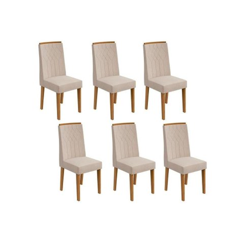 Kit 6 Cadeiras Sala Jantar Exclusive 6 Un Amêndoa/linho Bege Rinzai - Lopas