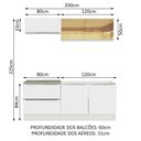 Ver imagem 4 de Armário de Cozinha Compacta 200cm Branco Branco Veludo Lux Madesa 01