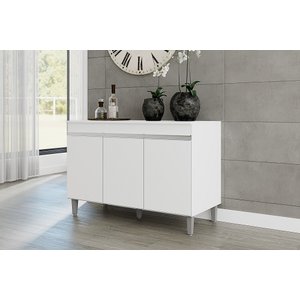 Balcão de Cozinha c/ Tampo Manu 120cm Cor Branco - AJL Móveis