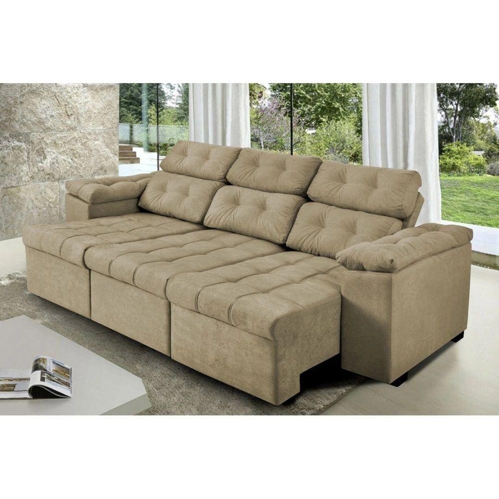 Sofá Itália 210cm Retrátil Reclinável Suede Castor - Ws - 1
