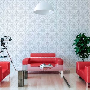 Papel de Parede Floral Cinza Retro