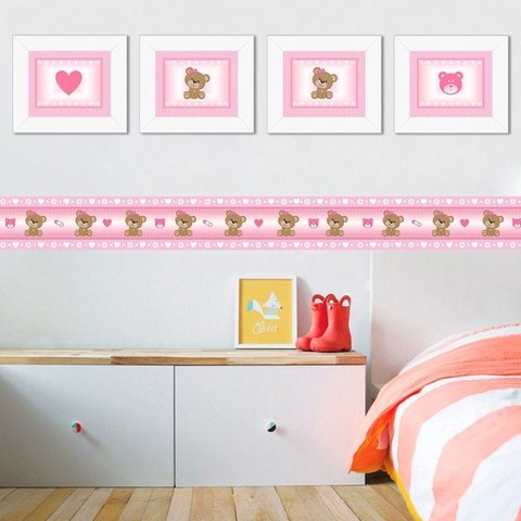 Quadro Infantil Ursinha Rosa