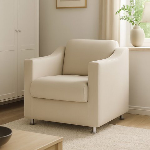 Poltrona Decorativa para Sala, Escritorio, Recepção Tila Suede Bege