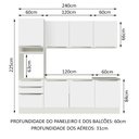 Ver imagem 3 de Cozinha Completa Madesa Lux com Armário e Balcão 7 Portas 3 Gavetas Branco/Branco Veludo Cor:Branco 