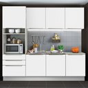 Ver imagem 1 de Cozinha Completa Madesa Lux com Armário e Balcão 7 Portas 3 Gavetas Branco/Branco Veludo Cor:Branco 