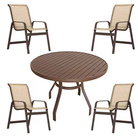 Jogo Conjunto de Mesa 4 Cadeiras Aluminio Piscina Jardim - Nossa Kasa
