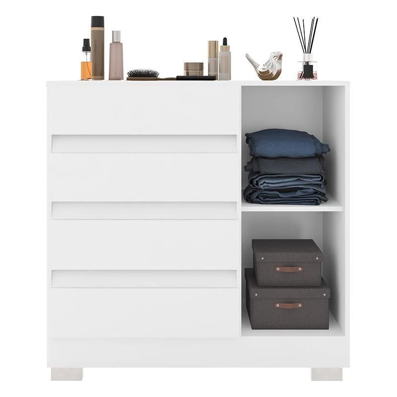 Cômoda 8000 com Pés e Guarda Roupa Casal B2348 Branco - Araplac - 4