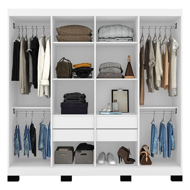 Cômoda 8000 com Pés e Guarda Roupa Casal B2348 Branco - Araplac - 7