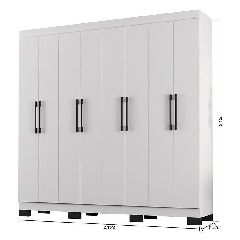 Cômoda 8000 com Pés e Guarda Roupa Casal B2348 Branco - Araplac - 6