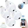Kit 4 Lâmpadas Câmera Espiã 360° Panorâmica Wifi Ip Led Bivolt Microfone e Alto Falante  - 1
