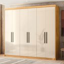 Ver imagem 1 de Guarda-roupa Casal Venice 6 Portas 4 Gavetas 100% Mdf Cinamon/off-white - Demóbile