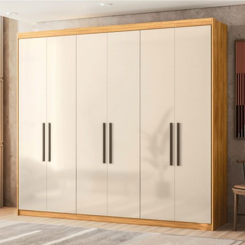 Guarda-roupa Casal Venice 6 Portas 4 Gavetas 100% Mdf Cinamon/off-white - Demóbile