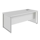 Ver imagem 4 de Mesa Diretor com Caixa de Tomadas e Porta Objetos para Escritório 180cm Corporate Cinza