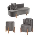 Ver imagem 6 de Kit Decorativo Sofá Curvo Orgânico + 01 Puff e Poltrona Luna Veludo Cinza - Montanaris Decor