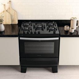 Fogão 5 Bocas Atlas Agile Up Glass com Mesa de Vidro e Acendimento Automático Preto Bivolt - 5