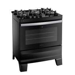 Fogão 5 Bocas Atlas Agile Up Glass com Mesa de Vidro e Acendimento Automático Preto Bivolt - 1