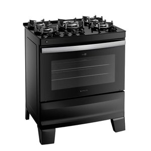 Fogão 5 Bocas Atlas Agile Up Glass com Mesa de Vidro e Acendimento Automático Preto Bivolt