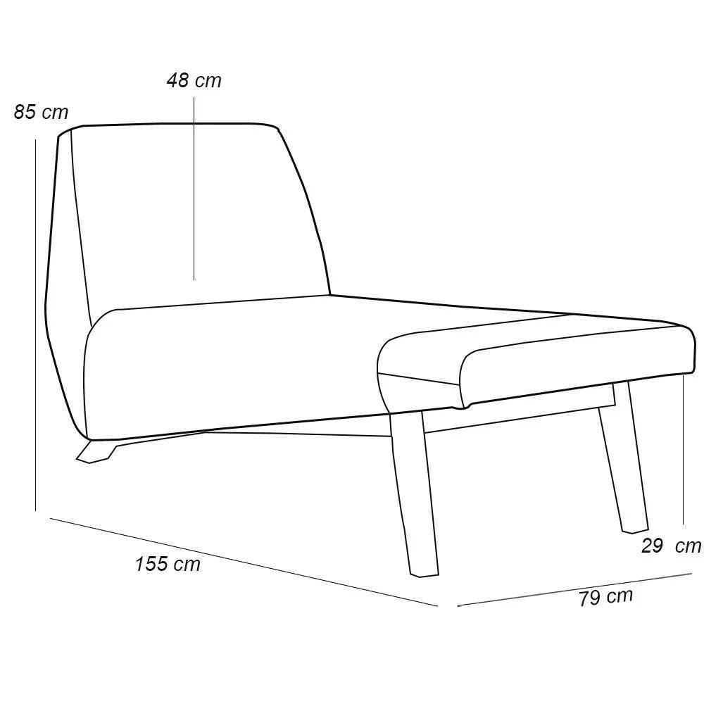 Sofá Chaise Longue Living Parisi 155cm D02 Veludo Preto C-300 - 7