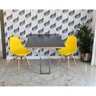 Mesa Dobrável Retrátil 1,40 Preto Inox e 2 Cadeiras Amarela - 1