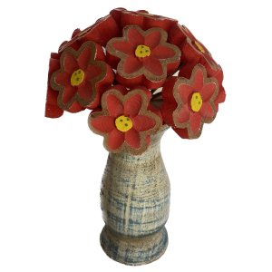 Vaso Buquê de Flores de Madeira:Vermelho