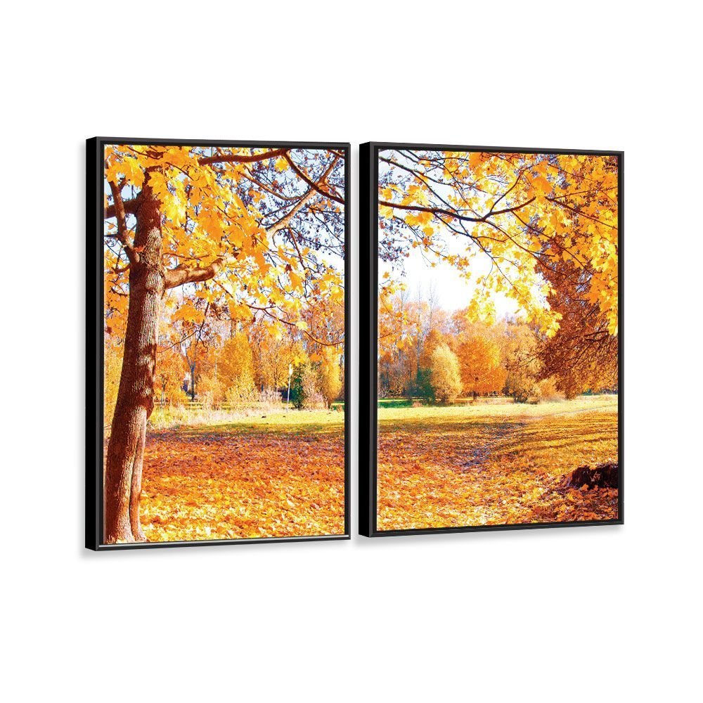 Kit 2 Telas Canvas com Moldura Ipê Amarelo Preto - Médio - 1