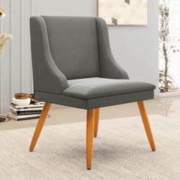 Kit 10 Cadeiras Estofadas para Sala de Jantar Pés Palito Lia Suede Grafite - Ibiza - 2