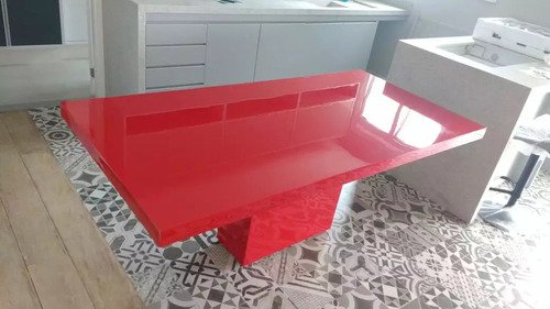 Mesa De Jantar Laca Vermelha Alto Brilho - 3