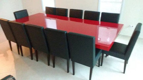 Mesa De Jantar Laca Vermelha Alto Brilho - 2