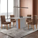 Ver imagem 1 de Mesa de Jantar Isadora 120cm Tampo Mdf com Vidro com 4 Cadeiras Safira