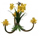 Ver imagem 5 de Lustre para Sala Artesanal de Ferro Rustico com Flores 03 Bocas - Amarelo